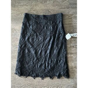 Black lace crochet pencil skirt sz M made in USA fairy grunge